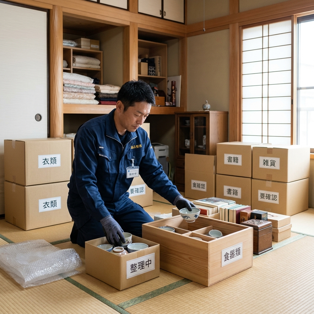 遺品整理現場の一般廃棄物収集運搬の様子